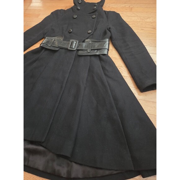 Mackage Women's Wool Blend Dress Coat Black Belted Heavy Size Medium - Picture 2 of 14